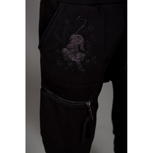 Pantaloni de trening negri cu turul lasat Kingz Jeans 1503-2